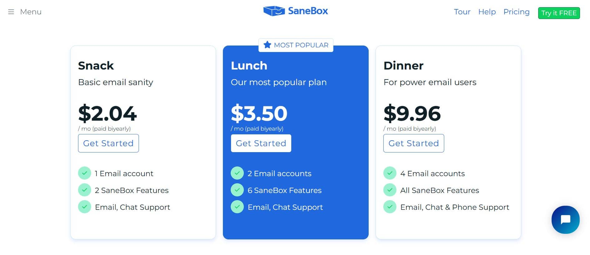 Sanebox Pricing Plan