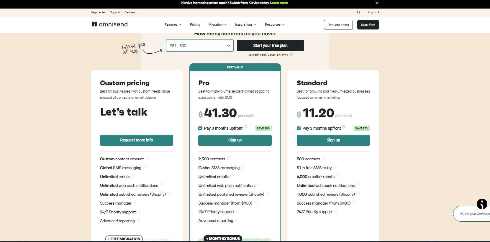 Omnisend Pricing