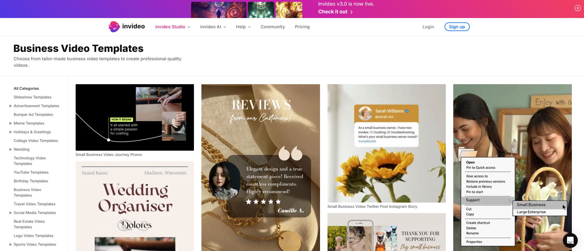 invideo ai business video template
